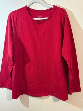 Lands' End long-sleeve t-shirt women’s 1X‎ 16W/18W vibrant red classic crew neck